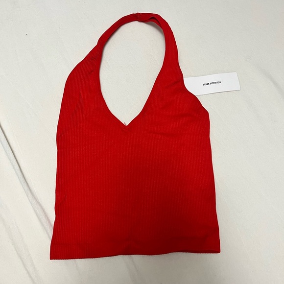 Urban Outfitters Seamless Halter Crop Top, Red, Size M - Picture 3 of 4